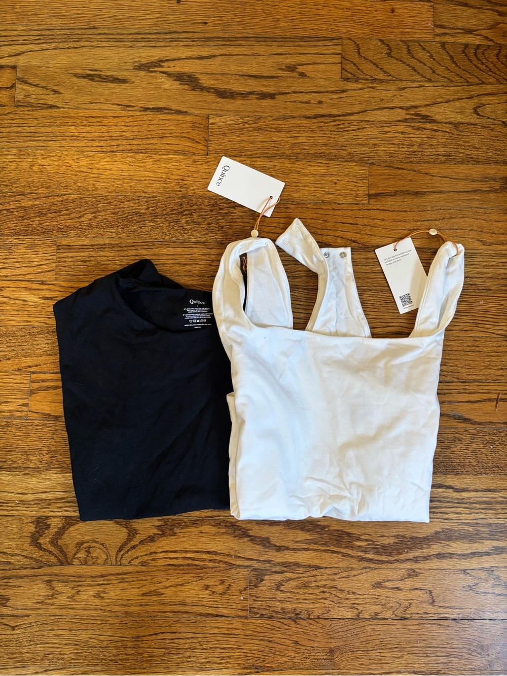 ✌️Lot of 2 Quince Black Bodysuits. Both size Large NWT Basic Quiet Luxury